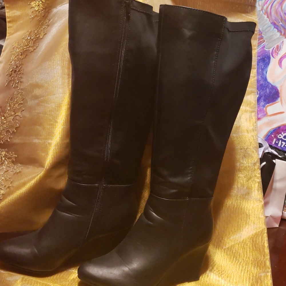 Lane Bryant wide calf knee high wedge boots
